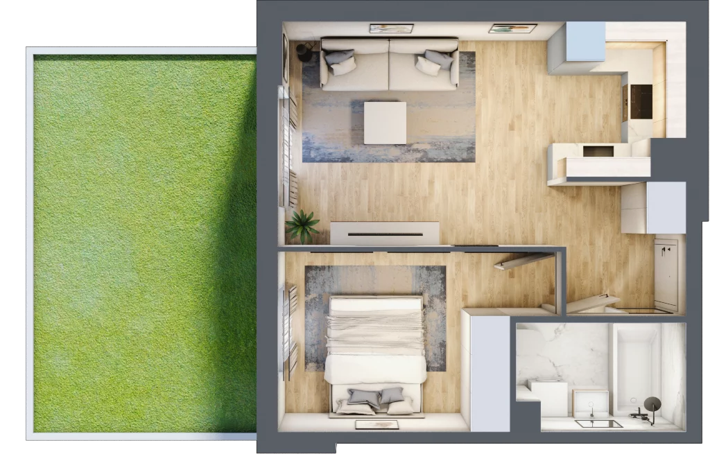 2 pokoje, mieszkanie 38,99 m², parter, oferta nr RM/2A/D/0/4, Rytm Mokotowa, Warszawa, Mokotów, Augustówka, ul. Antoniewska / Piramowicza
