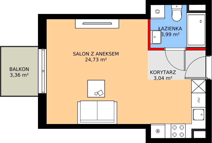 Zalety mieszkania 31.76 m², RM/2A/F/2/4