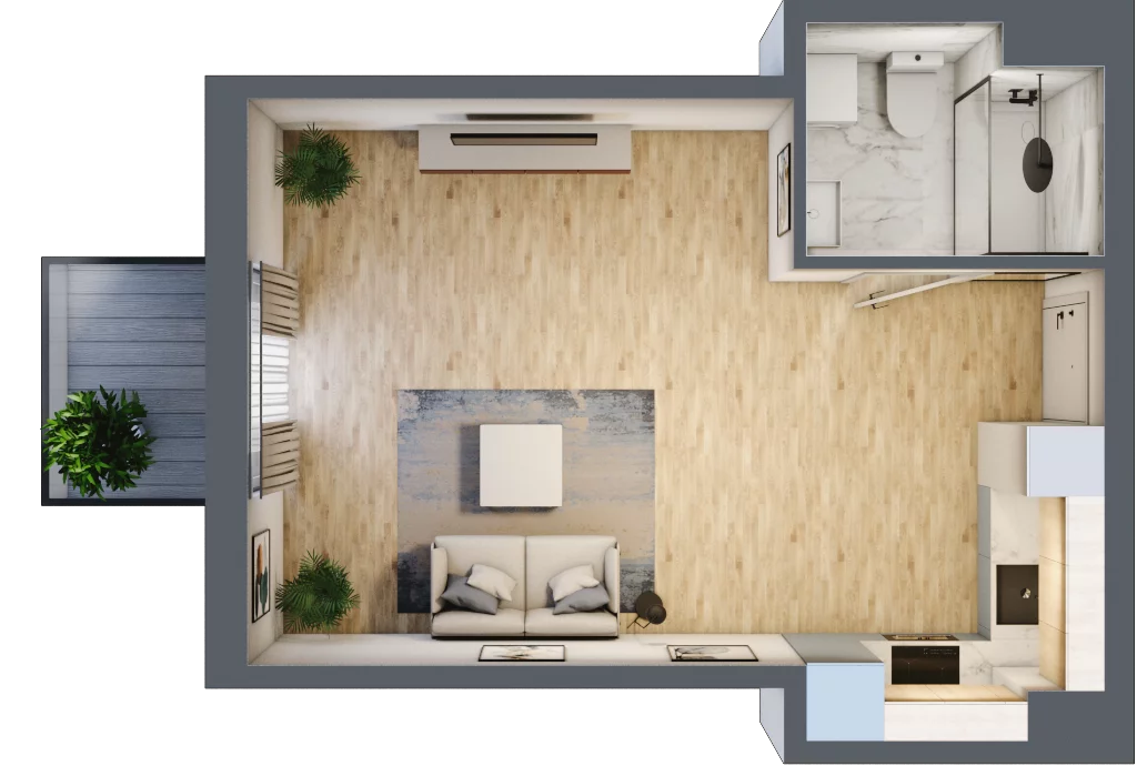 1 pokój, mieszkanie 31,76 m², piętro 2, oferta nr RM/2A/F/2/4, Rytm Mokotowa, Warszawa, Mokotów, Augustówka, ul. Antoniewska / Piramowicza