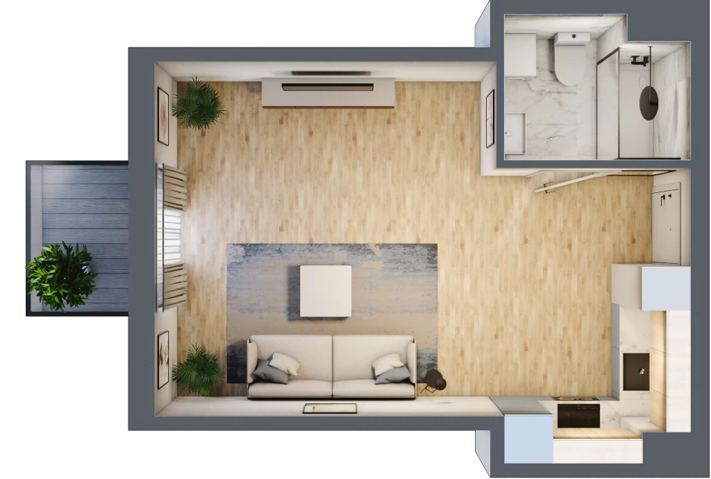 1 pokój, mieszkanie 31,76 m², piętro 1, oferta nr RM/2A/F/1/4, Rytm Mokotowa, Warszawa, Mokotów, Augustówka, ul. Antoniewska / Piramowicza