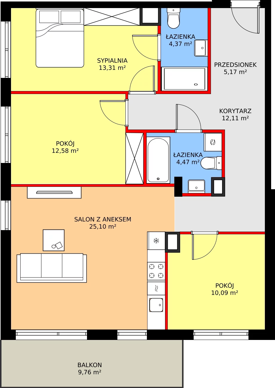 Zalety mieszkania 87.2 m², RM/2A/F/3/2