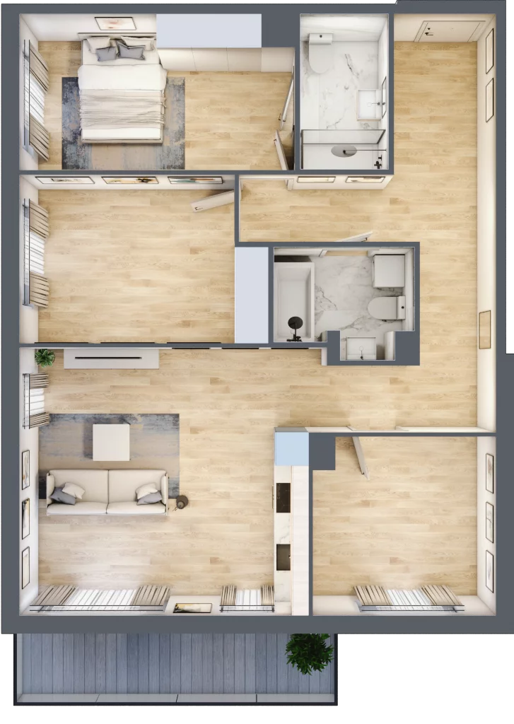 4 pokoje, mieszkanie 87,20 m², piętro 3, oferta nr RM/2A/F/3/2, Rytm Mokotowa, Warszawa, Mokotów, Augustówka, ul. Antoniewska / Piramowicza