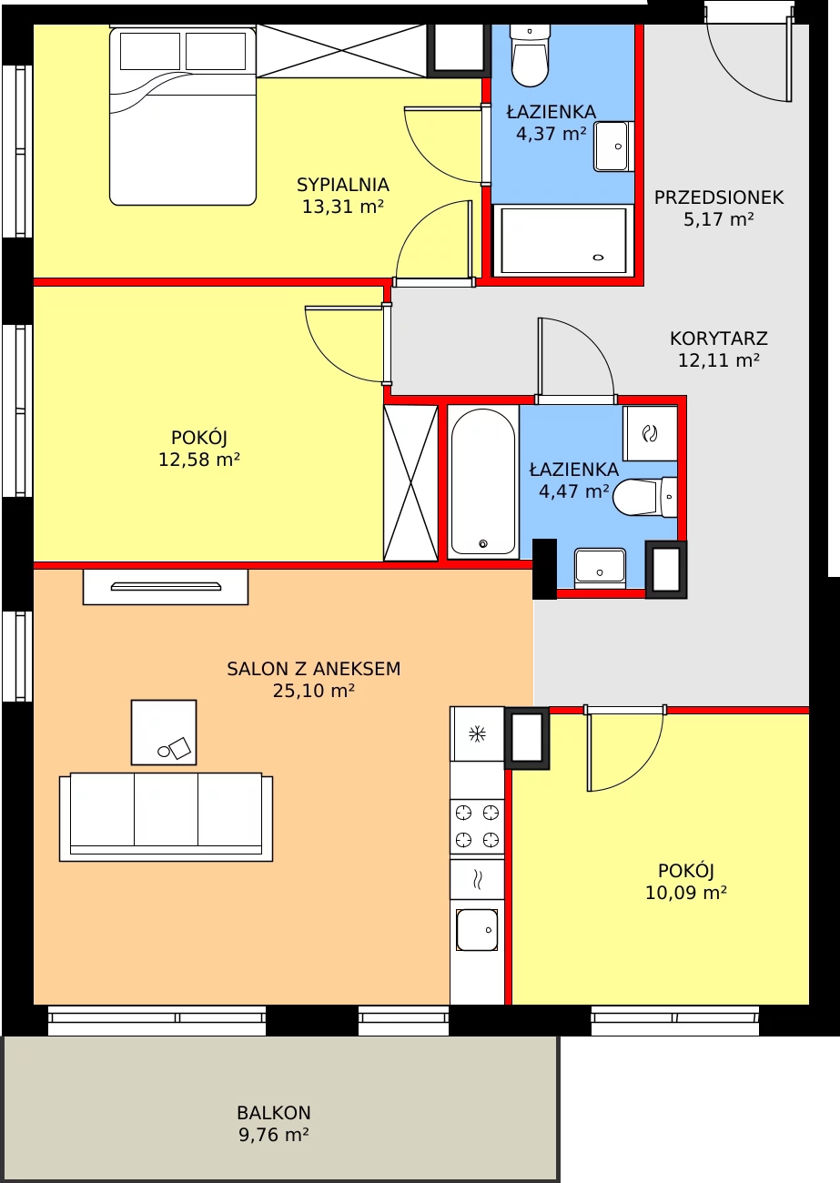 Zalety mieszkania 87.2 m², RM/2A/F/1/2