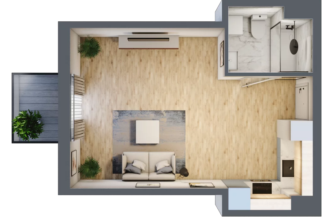 1 pokój, mieszkanie 31,76 m², piętro 4, oferta nr RM/2A/F/4/4, Rytm Mokotowa, Warszawa, Mokotów, Augustówka, ul. Antoniewska / Piramowicza