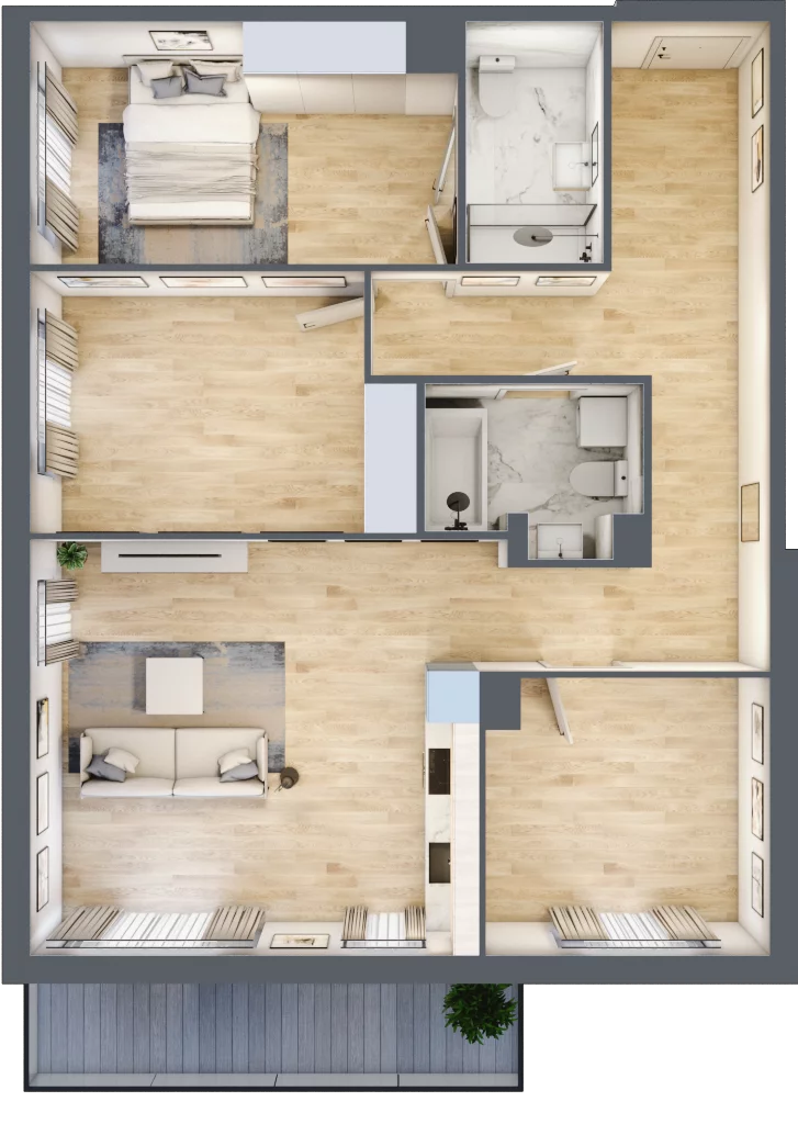 4 pokoje, mieszkanie 87,20 m², piętro 4, oferta nr RM/2A/F/4/2, Rytm Mokotowa, Warszawa, Mokotów, Augustówka, ul. Antoniewska / Piramowicza