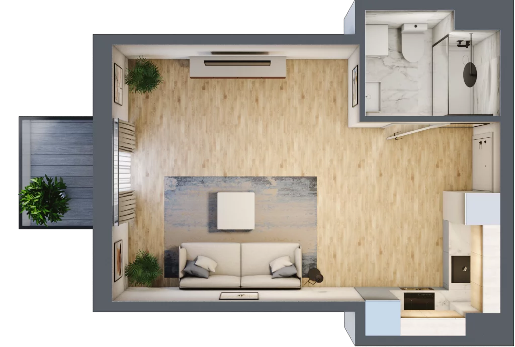 1 pokój, mieszkanie 31,76 m², piętro 3, oferta nr RM/2A/F/3/4, Rytm Mokotowa, Warszawa, Mokotów, Augustówka, ul. Antoniewska / Piramowicza