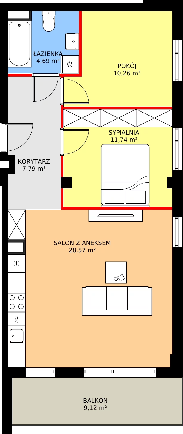 Zalety mieszkania 63.05 m², RM/2A/G/1/1