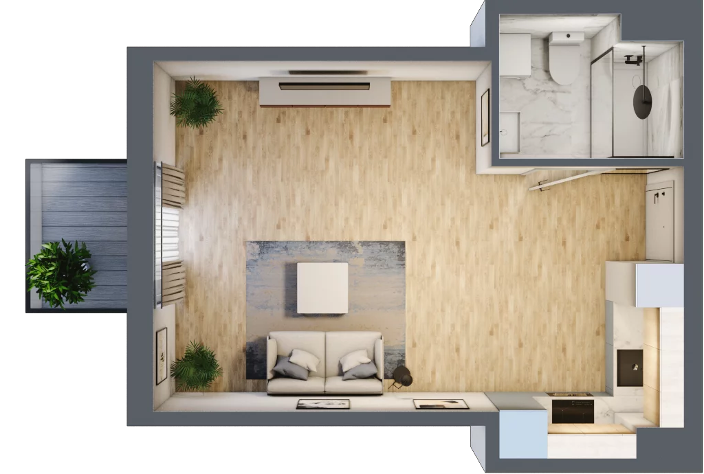1 pokój, mieszkanie 31,76 m², piętro 1, oferta nr RM/2A/G/1/4, Rytm Mokotowa, Warszawa, Mokotów, Augustówka, ul. Antoniewska / Piramowicza