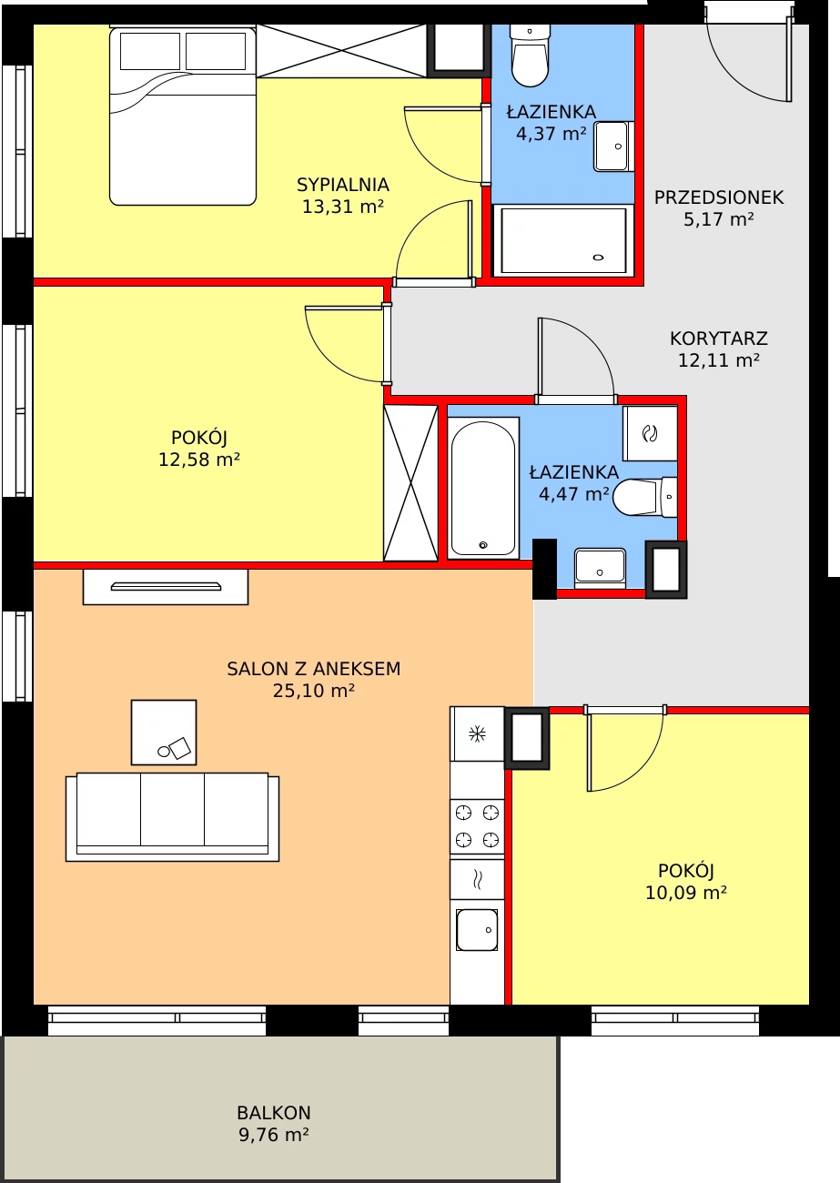 Zalety mieszkania 87.2 m², RM/2A/G/2/2