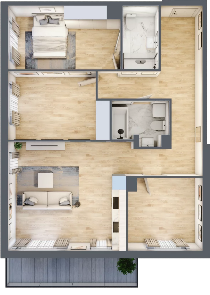 4 pokoje, mieszkanie 87,20 m², piętro 2, oferta nr RM/2A/G/2/2, Rytm Mokotowa, Warszawa, Mokotów, Augustówka, ul. Antoniewska / Piramowicza