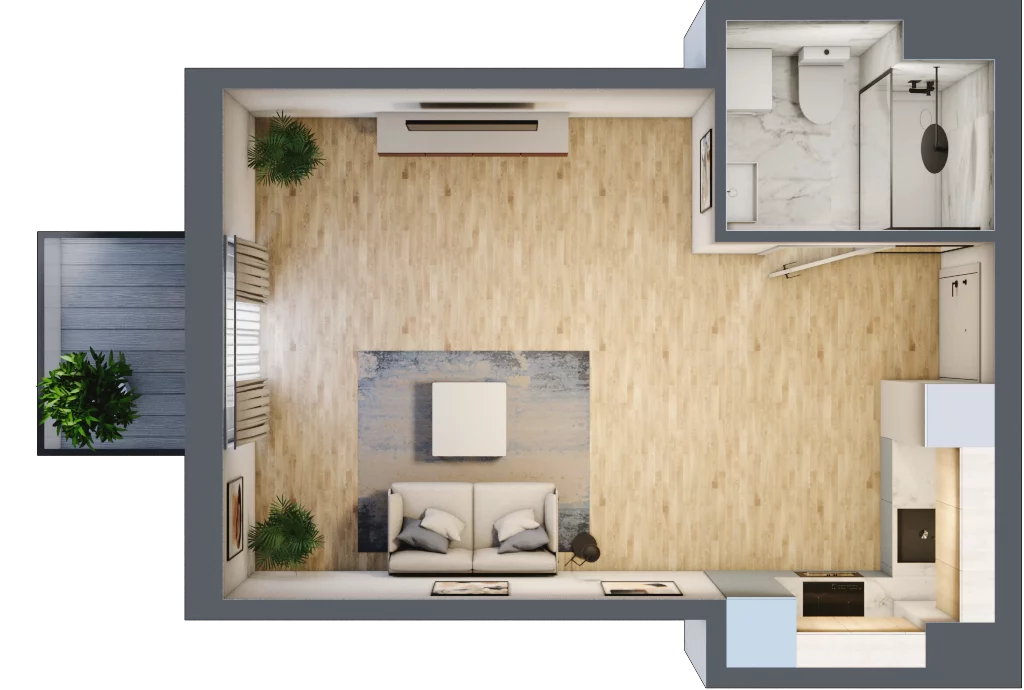 1 pokój, mieszkanie 31,76 m², piętro 4, oferta nr RM/2A/G/4/4, Rytm Mokotowa, Warszawa, Mokotów, Augustówka, ul. Antoniewska / Piramowicza