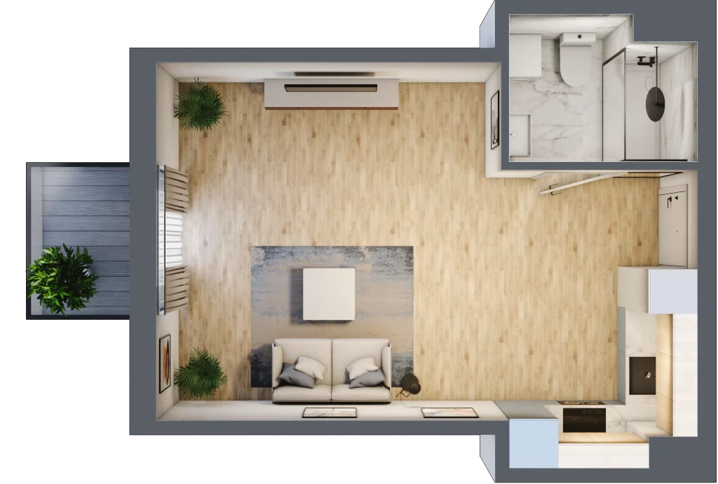 1 pokój, mieszkanie 31,76 m², piętro 2, oferta nr RM/2A/G/2/4, Rytm Mokotowa, Warszawa, Mokotów, Augustówka, ul. Antoniewska / Piramowicza