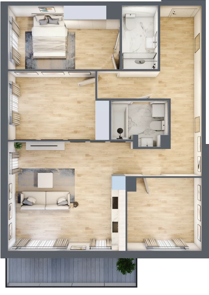 4 pokoje, mieszkanie 87,20 m², piętro 3, oferta nr RM/2A/G/3/2, Rytm Mokotowa, Warszawa, Mokotów, Augustówka, ul. Antoniewska / Piramowicza