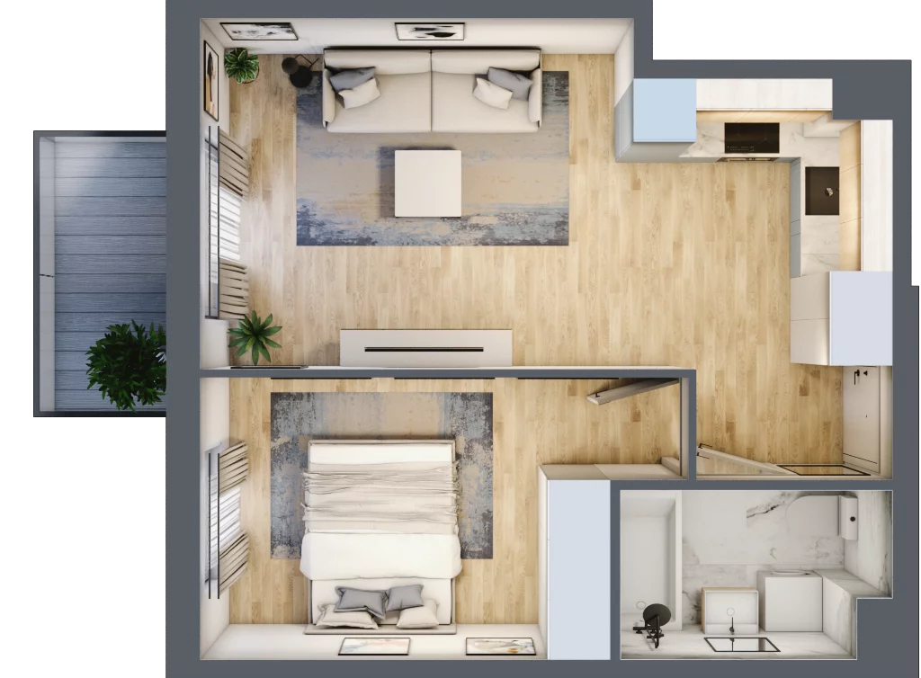 2 pokoje, mieszkanie 39,10 m², piętro 1, oferta nr RM/2A/G/1/6, Rytm Mokotowa, Warszawa, Mokotów, Augustówka, ul. Antoniewska / Piramowicza