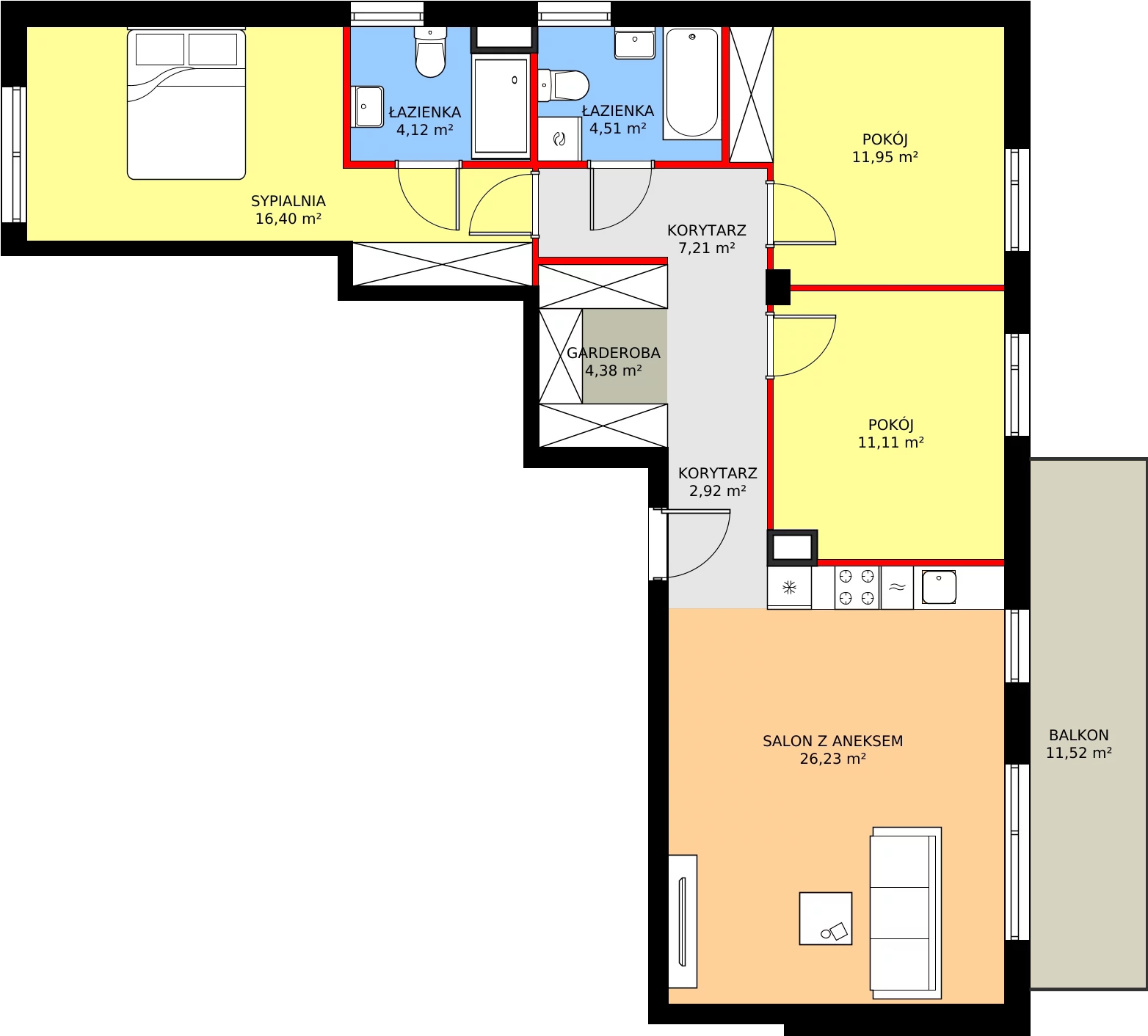 Zalety mieszkania 88.83 m², RM/2A/G/2/7