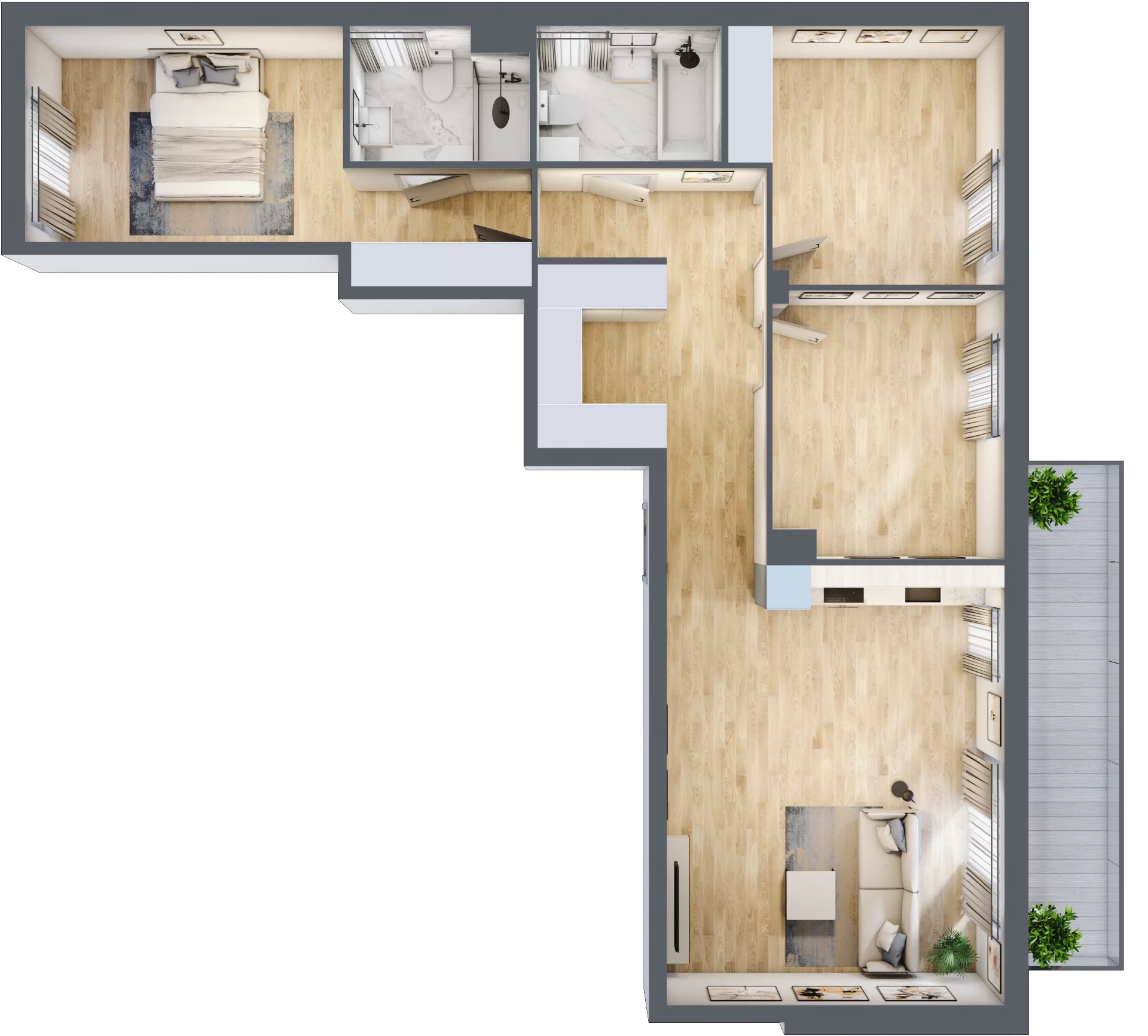 4 pokoje, mieszkanie 88,83 m², piętro 2, oferta nr RM/2A/G/2/7, Rytm Mokotowa, Warszawa, Mokotów, Augustówka, ul. Antoniewska / Piramowicza