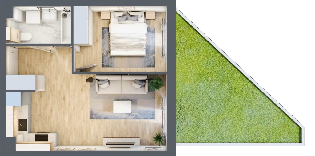 2 pokoje, mieszkanie 38,65 m², parter, oferta nr PPO/W/A/0/1, Port Popowice, Wrocław, Pilczyce-Kozanów-Popowice Północne, Popowice, ul. Białowieska