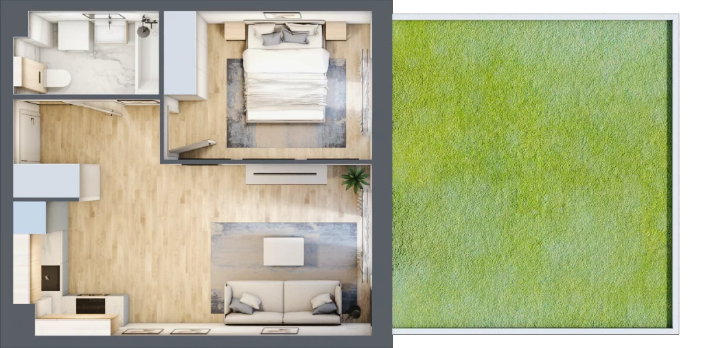 2 pokoje, mieszkanie 38,86 m², parter, oferta nr PPO/W/A/0/4, Port Popowice, Wrocław, Pilczyce-Kozanów-Popowice Północne, Popowice, ul. Białowieska