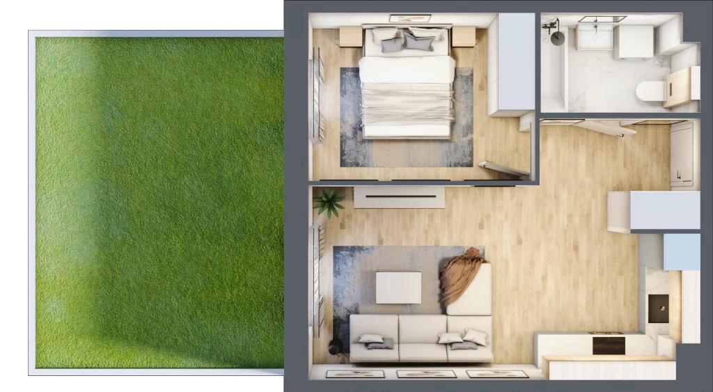 2 pokoje, mieszkanie 37,73 m², parter, oferta nr PPO/W/A/0/6, Port Popowice, Wrocław, Pilczyce-Kozanów-Popowice Północne, Popowice, ul. Białowieska