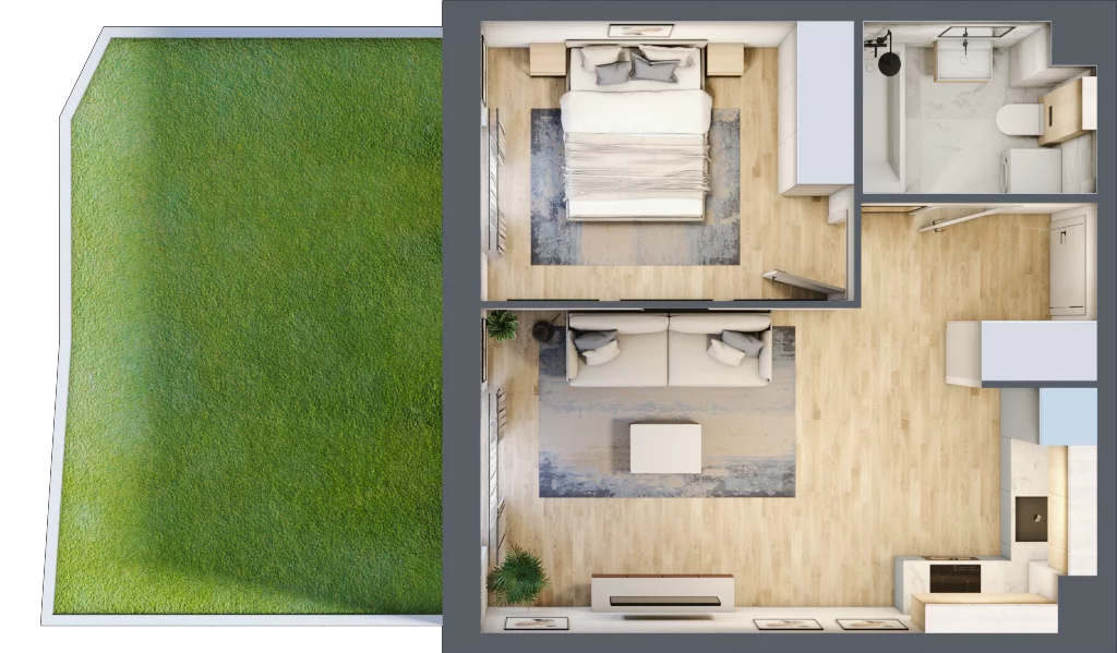 2 pokoje, mieszkanie 40,04 m², parter, oferta nr PPO/W/A/0/9, Port Popowice, Wrocław, Pilczyce-Kozanów-Popowice Północne, Popowice, ul. Białowieska