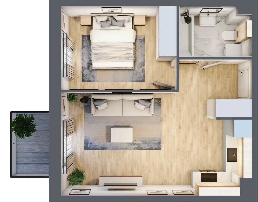 2 pokoje, mieszkanie 40,17 m², piętro 2, oferta nr PPO/W/A/2/9, Port Popowice, Wrocław, Pilczyce-Kozanów-Popowice Północne, Popowice, ul. Białowieska
