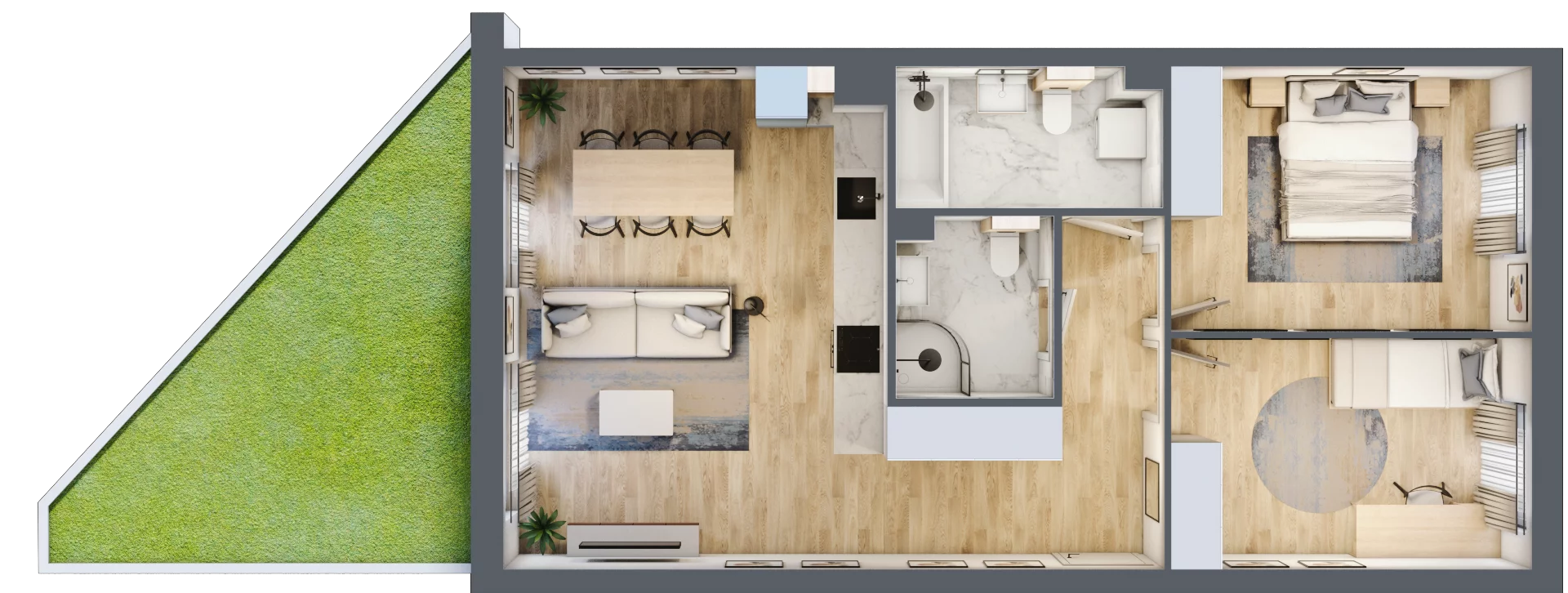 3 pokoje, mieszkanie 67,56 m², parter, oferta nr PPO/W/B/0/3, Port Popowice, Wrocław, Pilczyce-Kozanów-Popowice Północne, Popowice, ul. Białowieska
