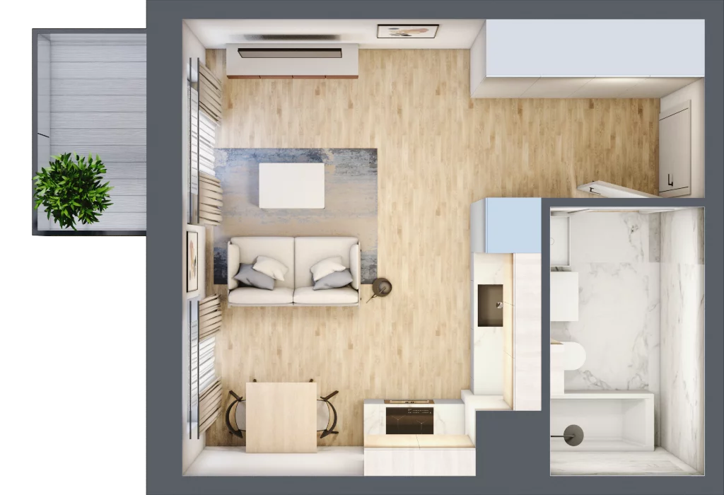 1 pokój, mieszkanie 26,98 m², piętro 11, oferta nr PPO/W/C/11/2, Port Popowice, Wrocław, Pilczyce-Kozanów-Popowice Północne, Popowice, ul. Białowieska