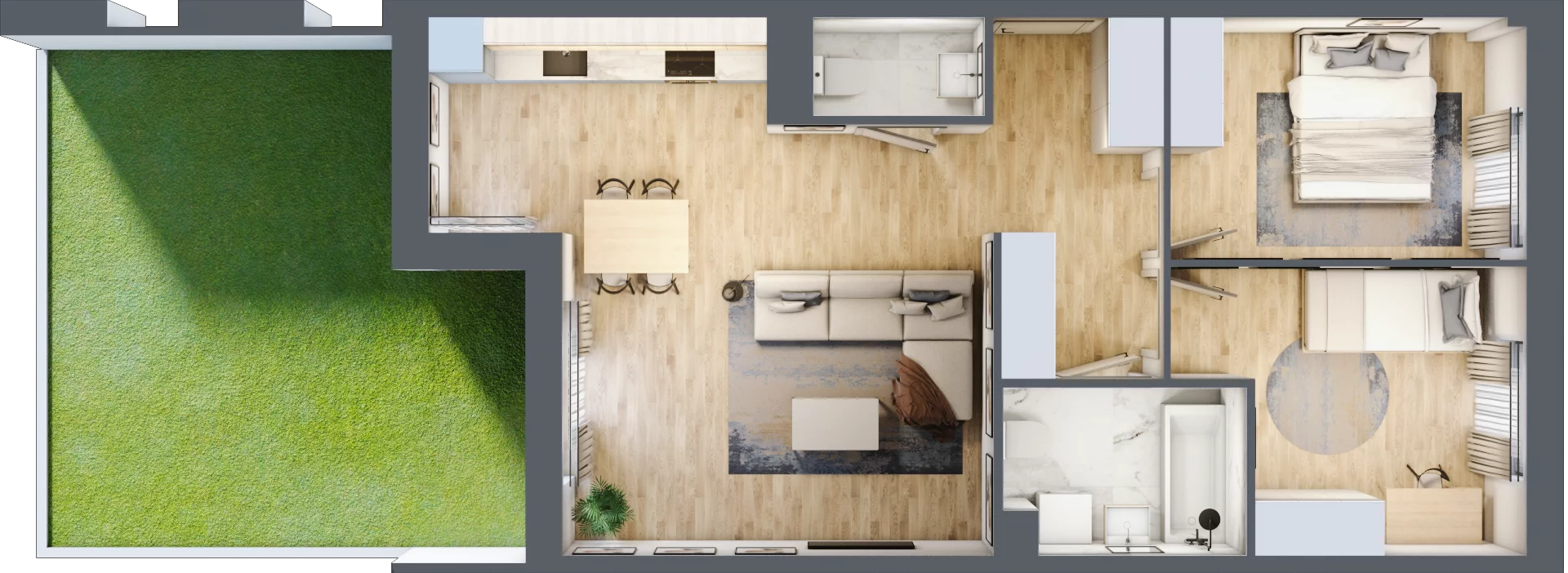 3 pokoje, mieszkanie 65,82 m², parter, oferta nr PT/A/0/4, Przystanek Tarnogaj, Wrocław, Tarnogaj, Krzyki, ul. Międzyleska / Gazowa