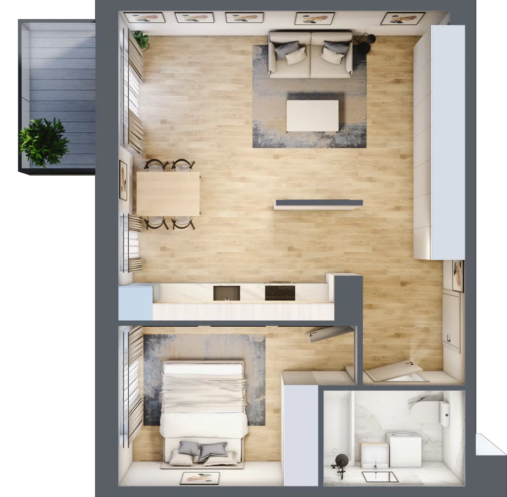 2 pokoje, mieszkanie 49,23 m², piętro 1, oferta nr PT/A/1/10, Przystanek Tarnogaj, Wrocław, Tarnogaj, Krzyki, ul. Międzyleska / Gazowa