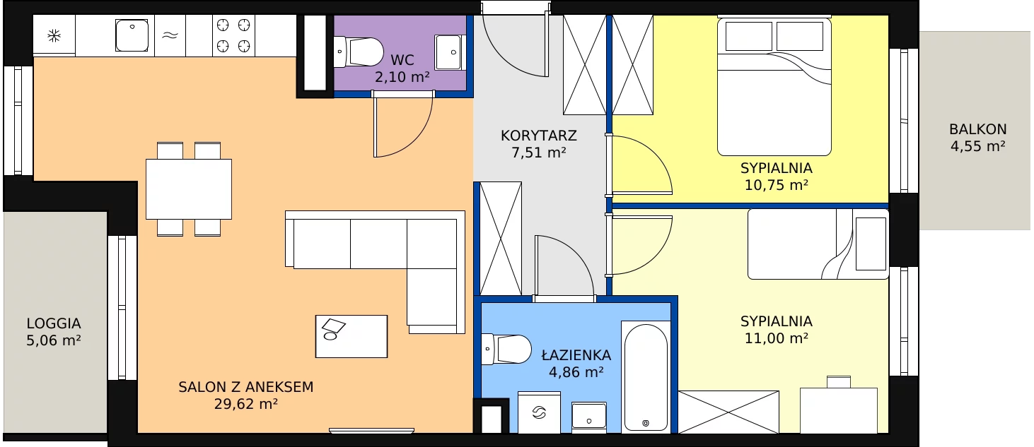 Zalety mieszkania 65.84 m², PT/A/1/12