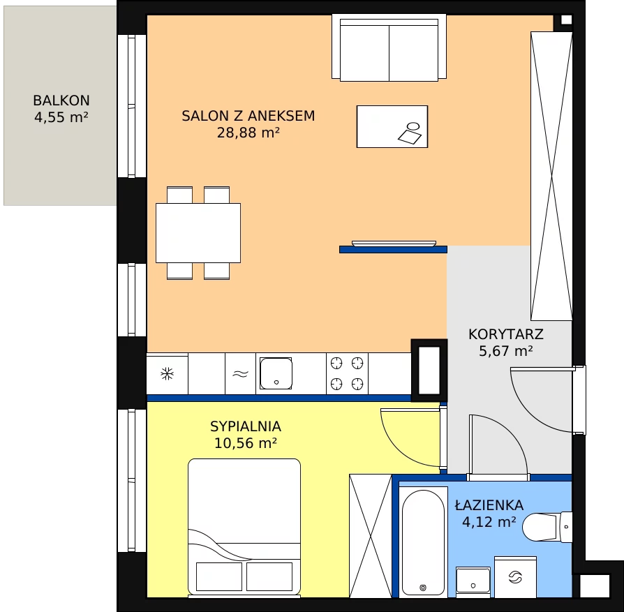 Zalety mieszkania 49.23 m², PT/A/2/10