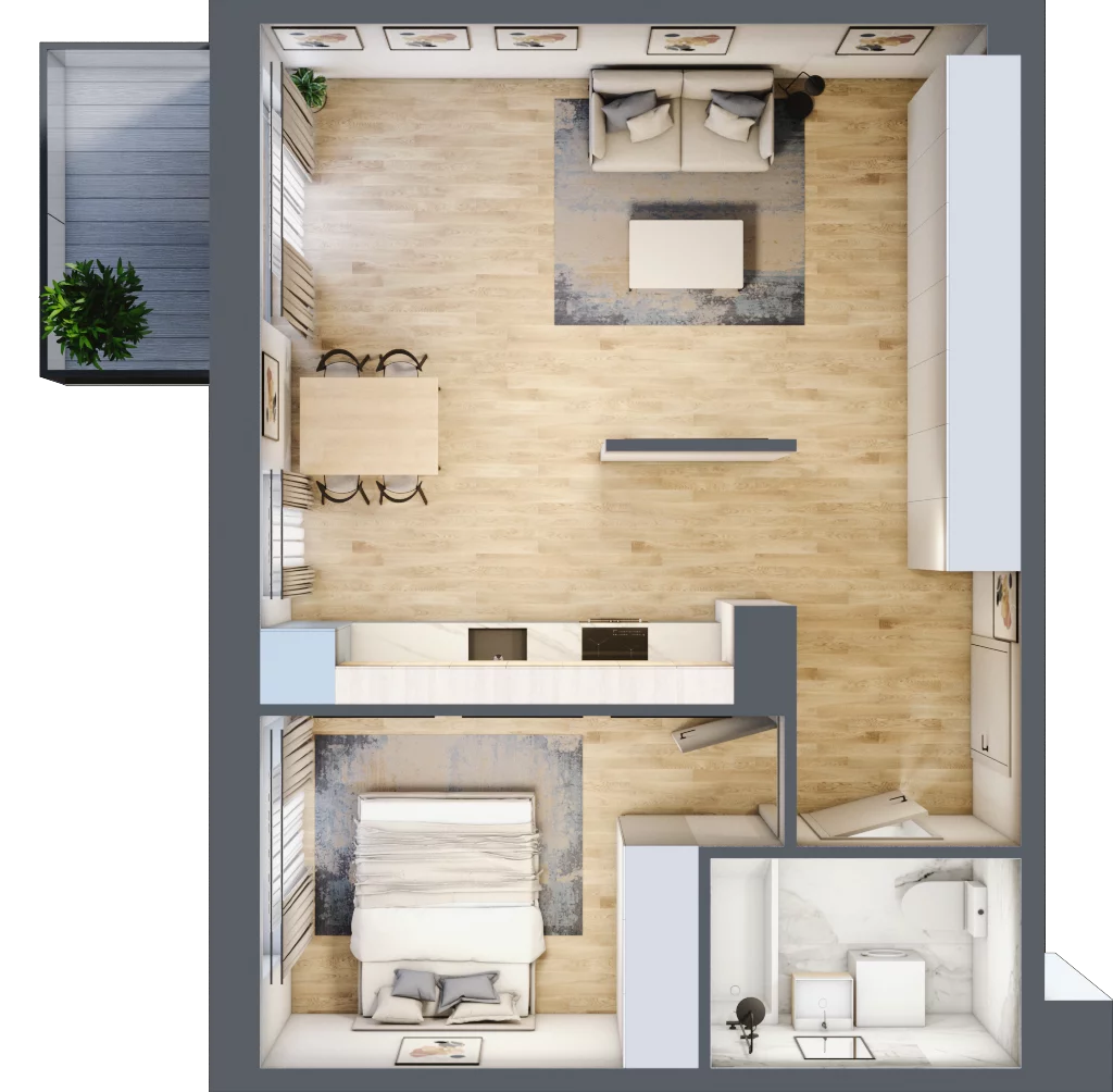2 pokoje, mieszkanie 49,23 m², piętro 2, oferta nr PT/A/2/10, Przystanek Tarnogaj, Wrocław, Tarnogaj, Krzyki, ul. Międzyleska / Gazowa