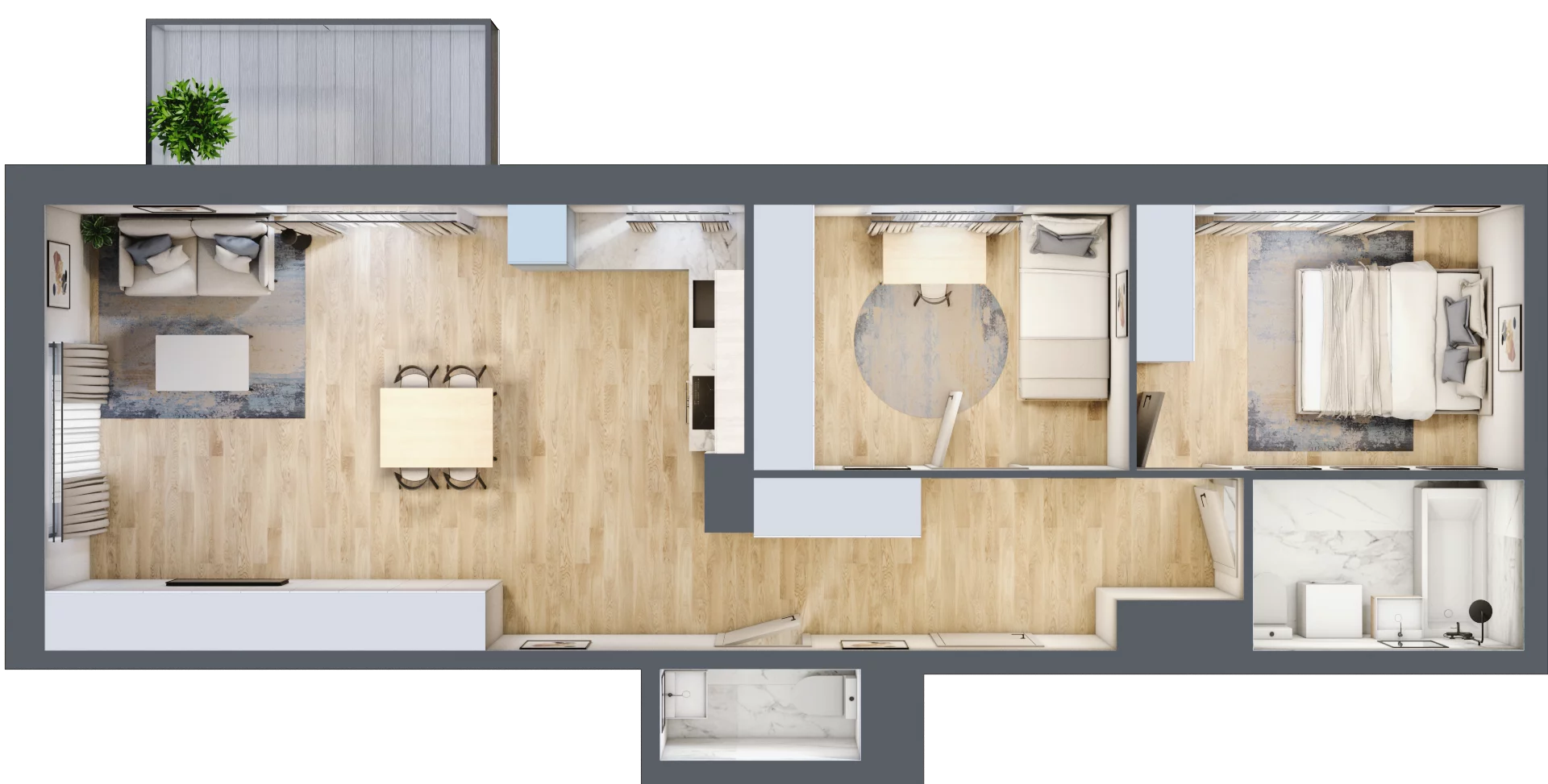 3 pokoje, mieszkanie 68,20 m², piętro 2, oferta nr PT/A/2/11, Przystanek Tarnogaj, Wrocław, Tarnogaj, Krzyki, ul. Międzyleska / Gazowa