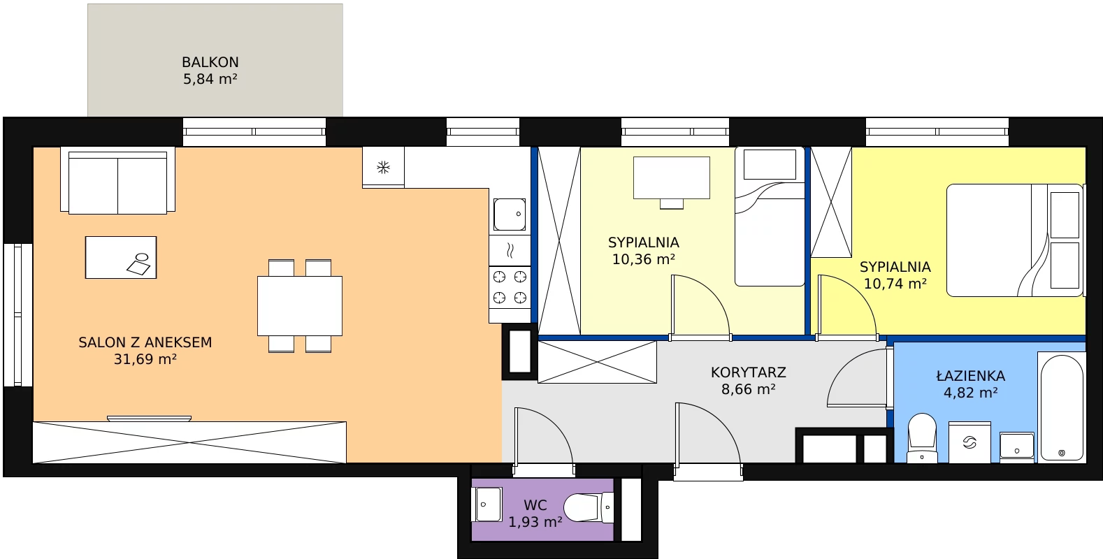 Zalety mieszkania 68.2 m², PT/A/3/11