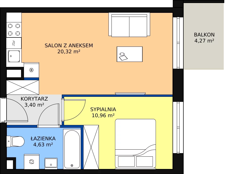 Zalety mieszkania 39.31 m², PT/A/4/2