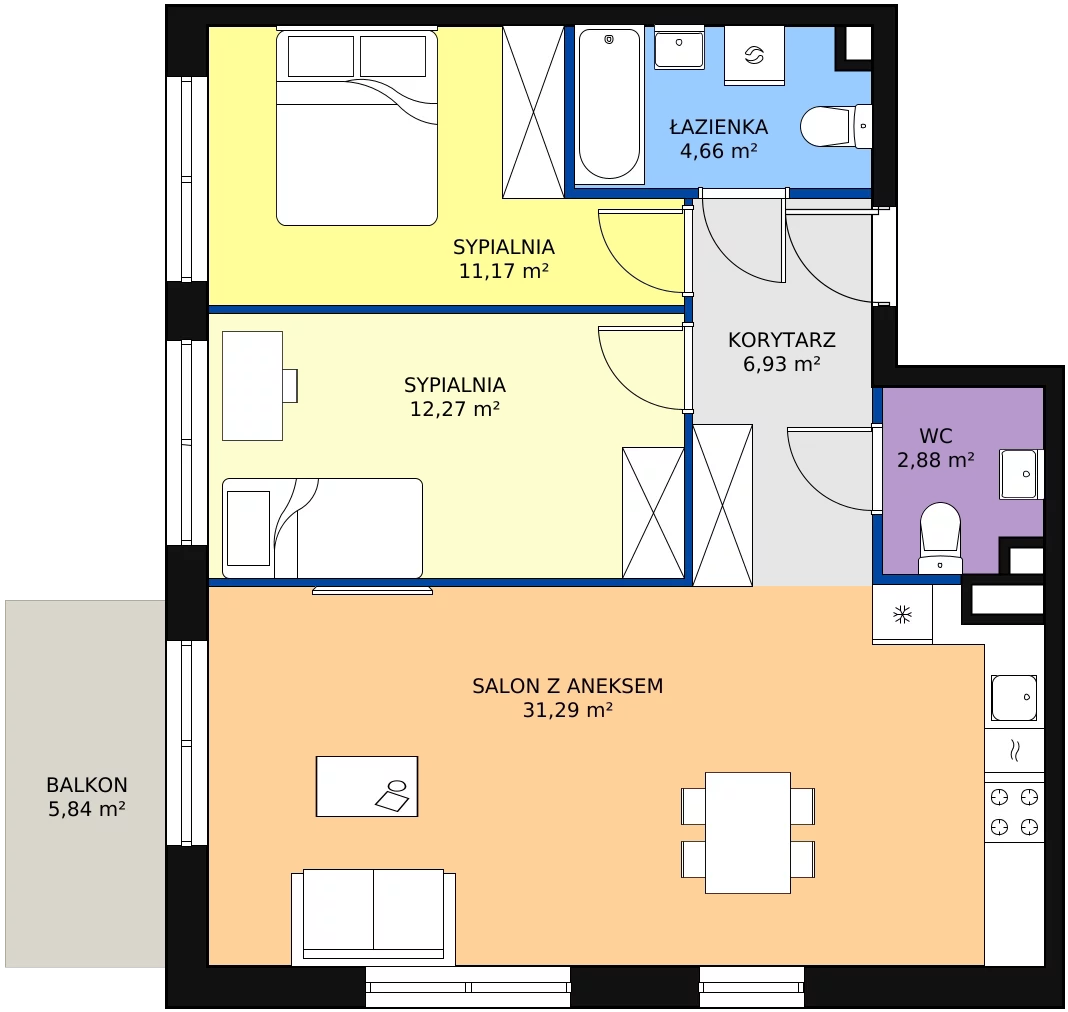 Zalety mieszkania 69.2 m², PT/A/4/6