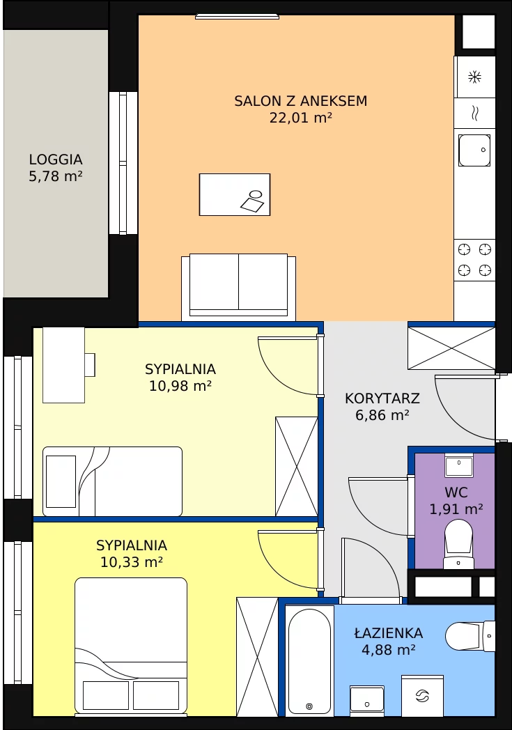 Zalety mieszkania 56.97 m², PT/A/4/9