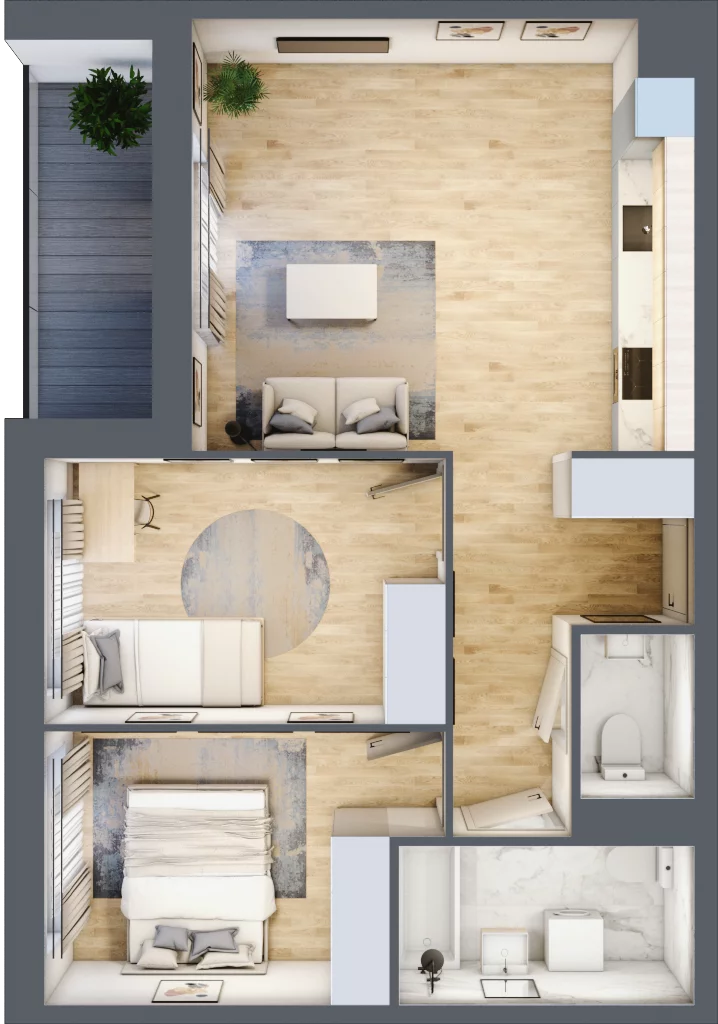 3 pokoje, mieszkanie 56,97 m², piętro 4, oferta nr PT/A/4/9, Przystanek Tarnogaj, Wrocław, Tarnogaj, Krzyki, ul. Międzyleska / Gazowa