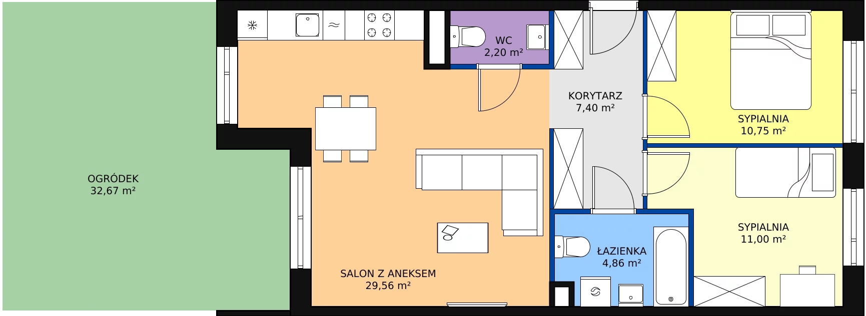Zalety mieszkania 65.77 m², PT/B/0/1