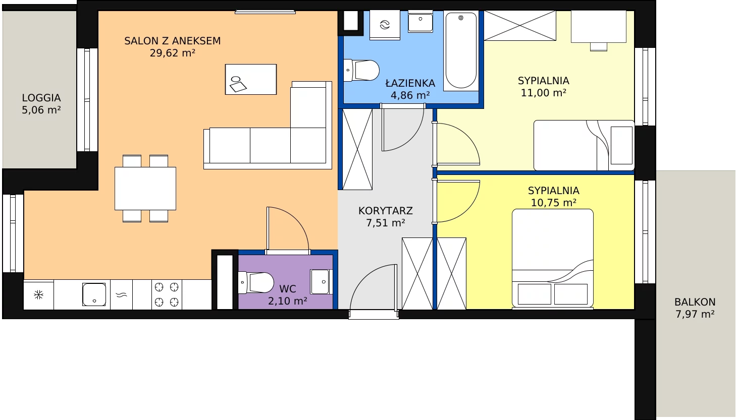 Zalety mieszkania 65.84 m², PT/B/1/3