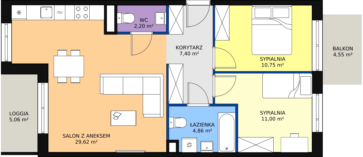 Zalety mieszkania 65.83 m², PT/B/2/1