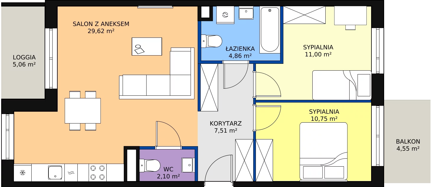 Zalety mieszkania 65.84 m², PT/B/3/3