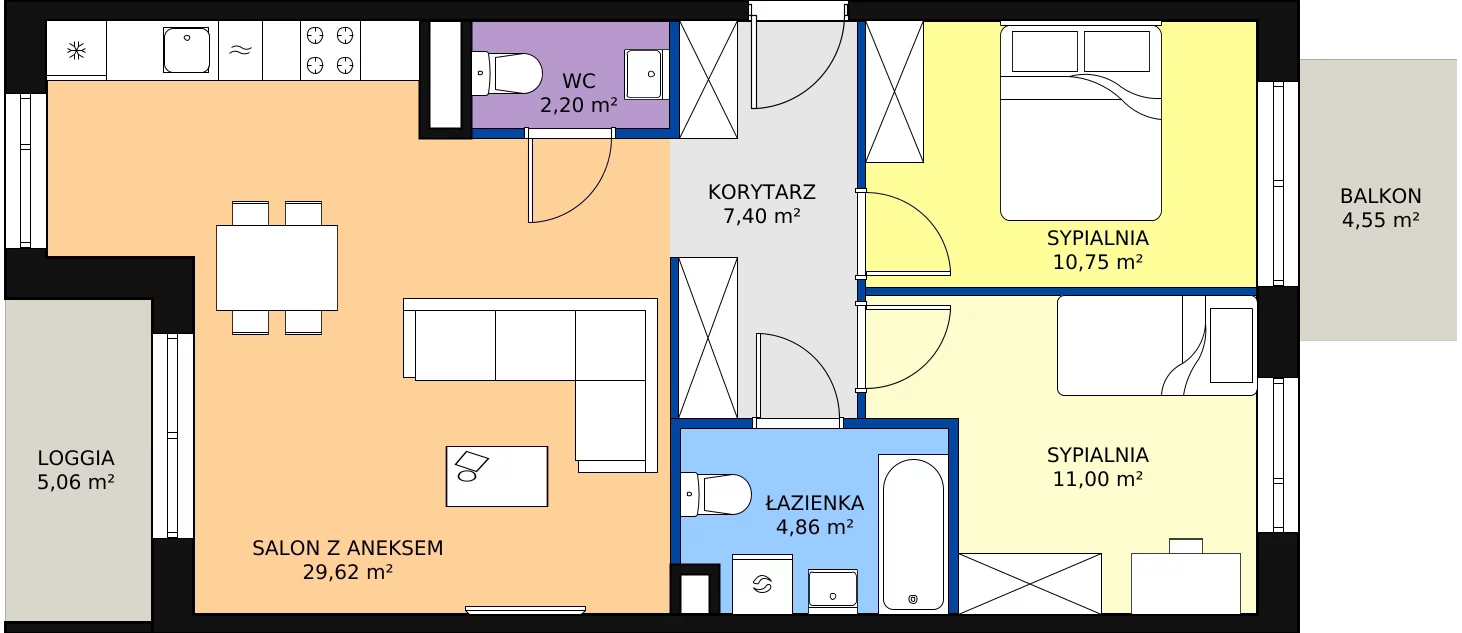 Zalety mieszkania 65.83 m², PT/B/5/1