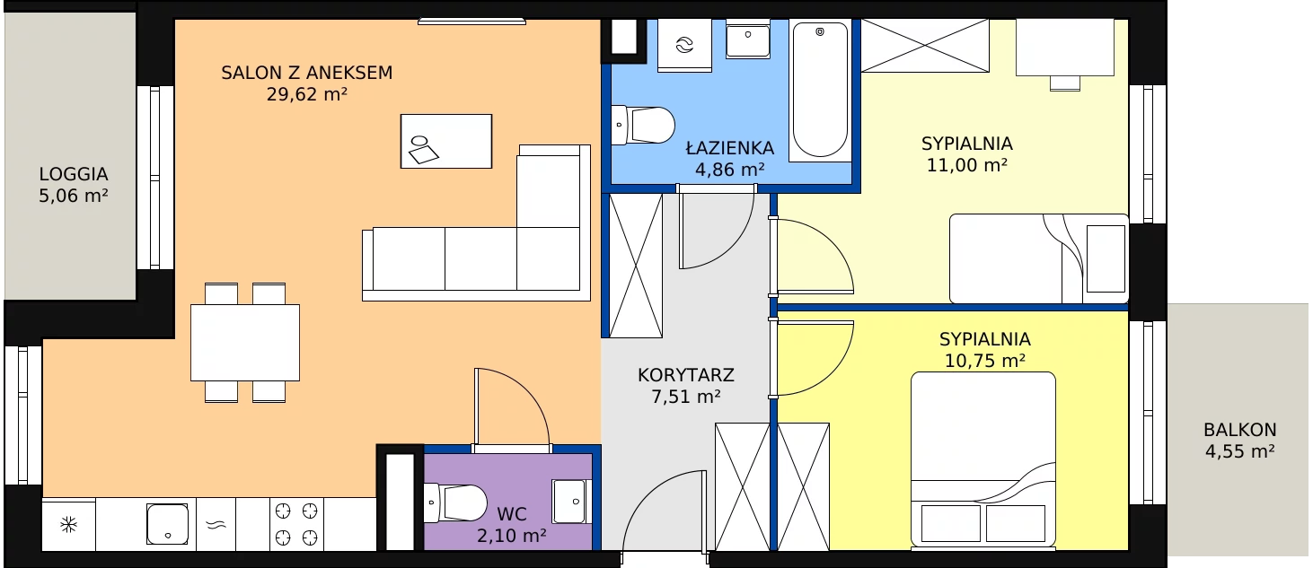 Zalety mieszkania 65.84 m², PT/B/5/3