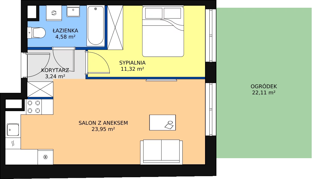 Zalety mieszkania 43.09 m², PT/C/0/5