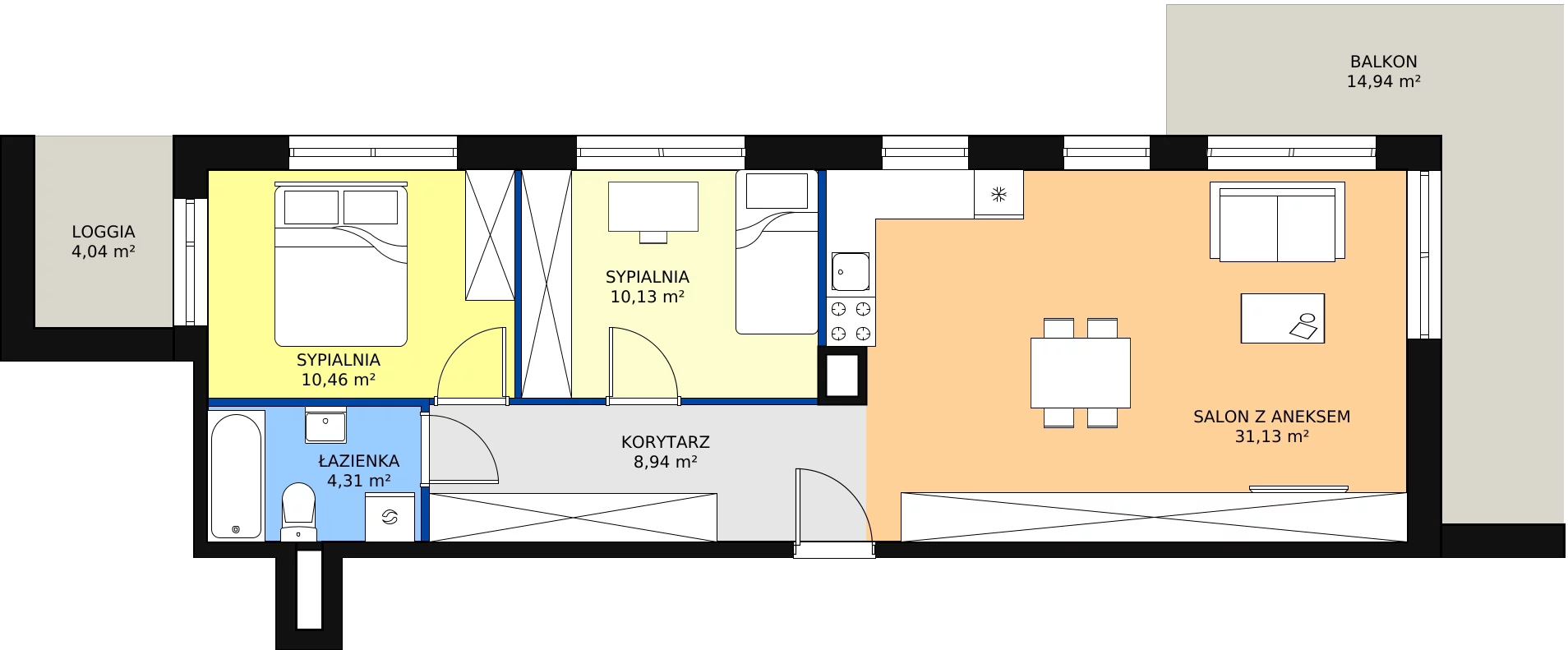Zalety mieszkania 64.97 m², PT/C/1/1