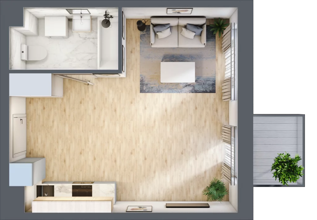 1 pokój, mieszkanie 31,34 m², piętro 1, oferta nr PT/C/1/2, Przystanek Tarnogaj, Wrocław, Tarnogaj, Krzyki, ul. Międzyleska / Gazowa