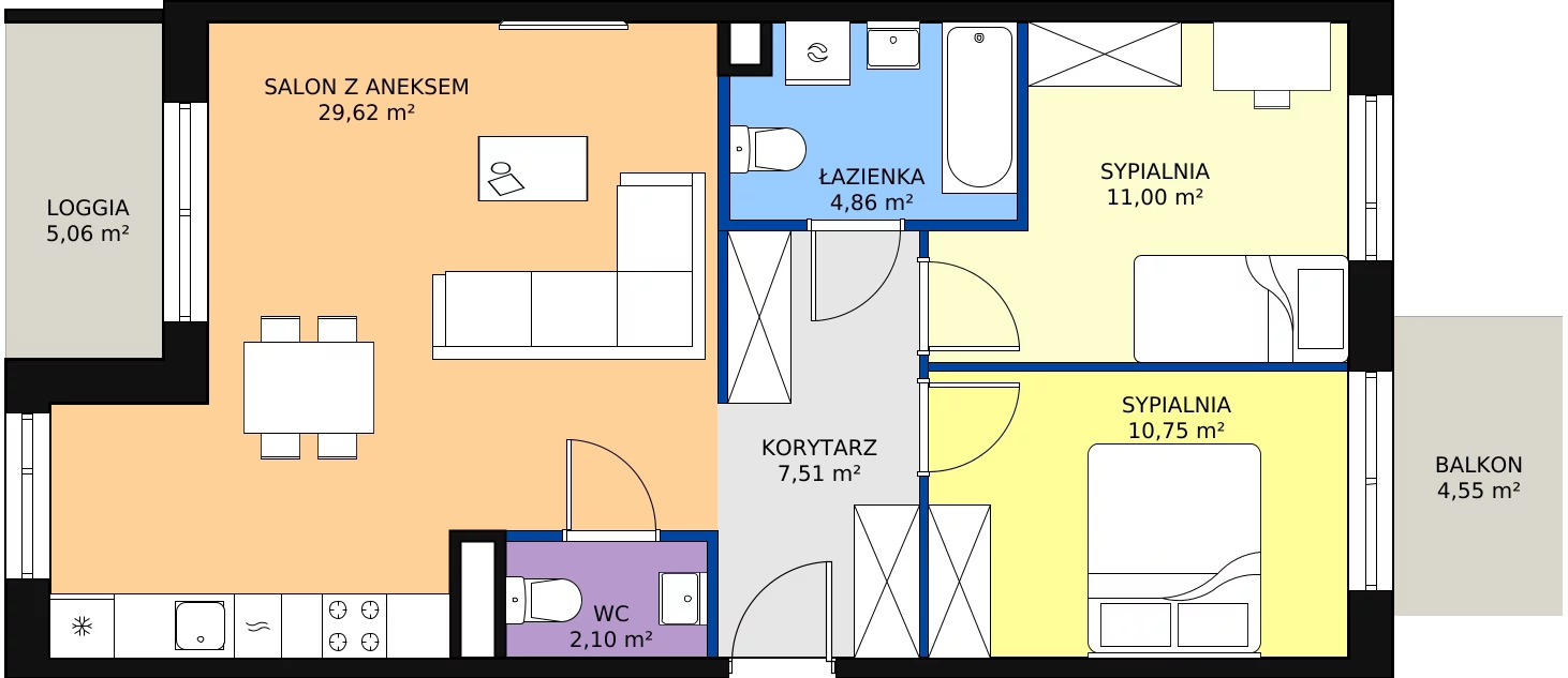 Zalety mieszkania 65.84 m², PT/C/1/9