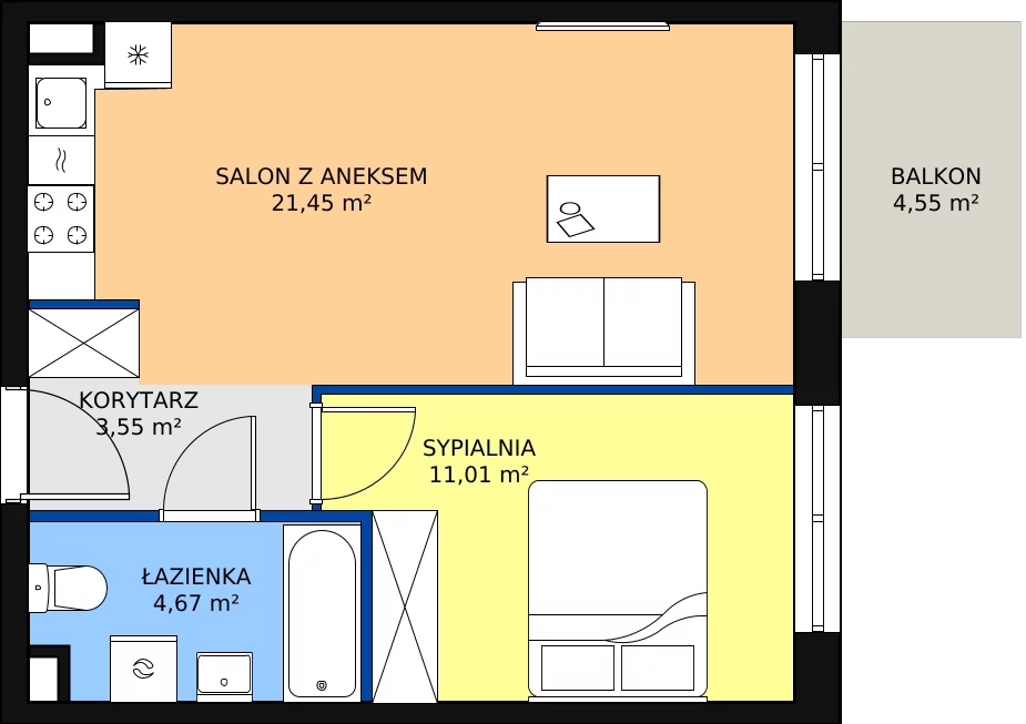 Zalety mieszkania 40.68 m², PT/C/5/4