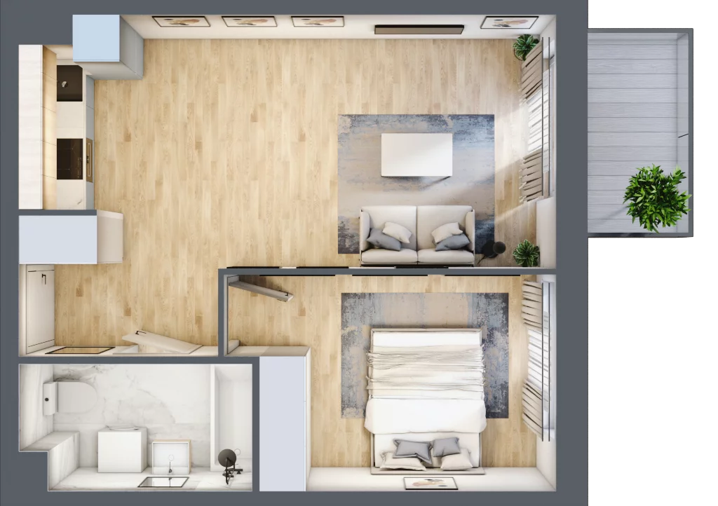 2 pokoje, mieszkanie 40,68 m², piętro 5, oferta nr PT/C/5/4, Przystanek Tarnogaj, Wrocław, Tarnogaj, Krzyki, ul. Międzyleska / Gazowa